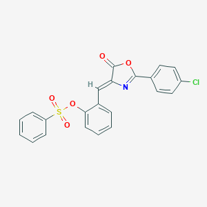 molecular formula C22H14ClNO5S B393870 2-[(2-(4-chlorophenyl)-5-oxo-1,3-oxazol-4(5H)-ylidene)methyl]phenyl benzenesulfonate 