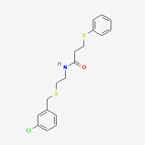 molecular formula C18H20ClNOS2 B3938701 N-{2-[(3-chlorobenzyl)thio]ethyl}-3-(phenylthio)propanamide 
