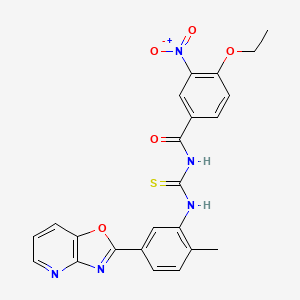 molecular formula C23H19N5O5S B3938703 4-ethoxy-N-{[(2-methyl-5-[1,3]oxazolo[4,5-b]pyridin-2-ylphenyl)amino]carbonothioyl}-3-nitrobenzamide 