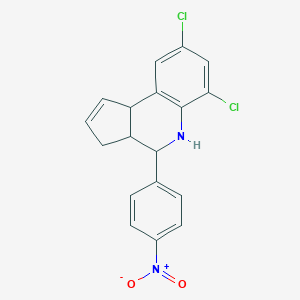 molecular formula C18H14Cl2N2O2 B393872 6,8-Dichloro-4-(4-nitro-phenyl)-3a,4,5,9b-tetrahydro-3H-cyclopenta[c]quinoline 