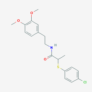 molecular formula C19H22ClNO3S B3938722 2-[(4-chlorophenyl)thio]-N-[2-(3,4-dimethoxyphenyl)ethyl]propanamide 