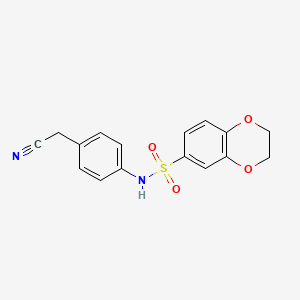 molecular formula C16H14N2O4S B3938737 N-[4-(cyanomethyl)phenyl]-2,3-dihydro-1,4-benzodioxine-6-sulfonamide 