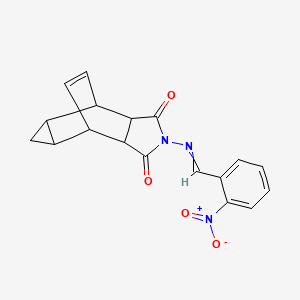 molecular formula C18H15N3O4 B3938793 4-[(2-nitrobenzylidene)amino]-4-azatetracyclo[5.3.2.0~2,6~.0~8,10~]dodec-11-ene-3,5-dione 