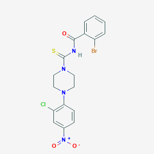 molecular formula C18H16BrClN4O3S B3938810 2-bromo-N-{[4-(2-chloro-4-nitrophenyl)-1-piperazinyl]carbonothioyl}benzamide 