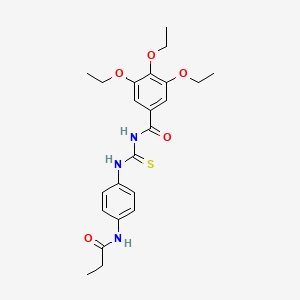 molecular formula C23H29N3O5S B3938857 3,4,5-triethoxy-N-({[4-(propionylamino)phenyl]amino}carbonothioyl)benzamide 
