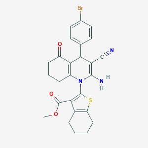 molecular formula C26H24BrN3O3S B393886 methyl 2-[2-amino-4-(4-bromophenyl)-3-cyano-5-oxo-5,6,7,8-tetrahydro-1(4H)-quinolinyl]-4,5,6,7-tetrahydro-1-benzothiophene-3-carboxylate 