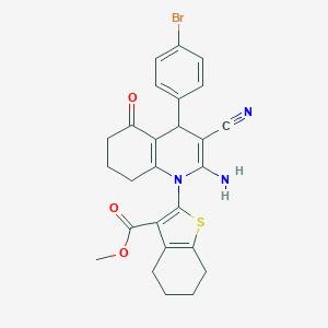 molecular formula C26H24BrN3O3S B393886 METHYL 2-[2-AMINO-4-(4-BROMOPHENYL)-3-CYANO-5-OXO-1,4,5,6,7,8-HEXAHYDROQUINOLIN-1-YL]-4,5,6,7-TETRAHYDRO-1-BENZOTHIOPHENE-3-CARBOXYLATE 