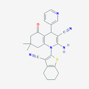 molecular formula C26H25N5OS B393893 2-Amino-1-(3-cyano-4,5,6,7-tetrahydro-1-benzothiophen-2-yl)-7,7-dimethyl-5-oxo-4-(3-pyridinyl)-1,4,5,6,7,8-hexahydro-3-quinolinecarbonitrile 