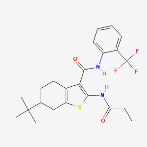 molecular formula C23H27F3N2O2S B3938939 6-tert-butyl-2-(propionylamino)-N-[2-(trifluoromethyl)phenyl]-4,5,6,7-tetrahydro-1-benzothiophene-3-carboxamide 
