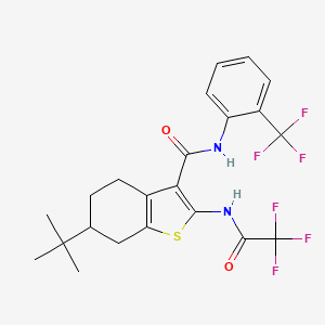 molecular formula C22H22F6N2O2S B3938952 6-tert-butyl-2-[(trifluoroacetyl)amino]-N-[2-(trifluoromethyl)phenyl]-4,5,6,7-tetrahydro-1-benzothiophene-3-carboxamide 
