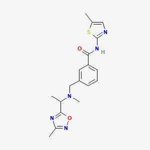 molecular formula C18H21N5O2S B3938960 3-({methyl[1-(3-methyl-1,2,4-oxadiazol-5-yl)ethyl]amino}methyl)-N-(5-methyl-1,3-thiazol-2-yl)benzamide 