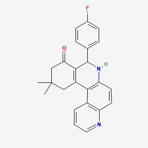 molecular formula C24H21FN2O B3938978 8-(4-fluorophenyl)-11,11-dimethyl-8,10,11,12-tetrahydrobenzo[a]-4,7-phenanthrolin-9(7H)-one 