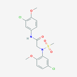 molecular formula C17H18Cl2N2O5S B3938980 N~1~-(3-chloro-4-methoxyphenyl)-N~2~-(5-chloro-2-methoxyphenyl)-N~2~-(methylsulfonyl)glycinamide 