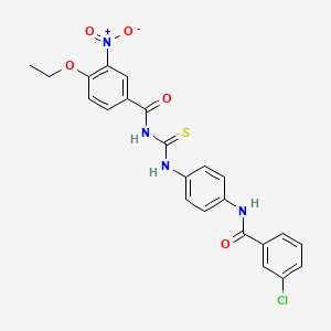 molecular formula C23H19ClN4O5S B3939021 N-[({4-[(3-chlorobenzoyl)amino]phenyl}amino)carbonothioyl]-4-ethoxy-3-nitrobenzamide 