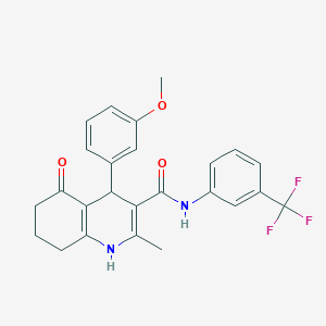 molecular formula C25H23F3N2O3 B3939026 4-(3-methoxyphenyl)-2-methyl-5-oxo-N-[3-(trifluoromethyl)phenyl]-1,4,5,6,7,8-hexahydro-3-quinolinecarboxamide 