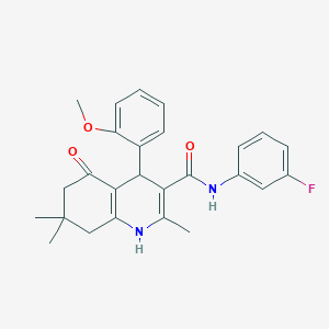 molecular formula C26H27FN2O3 B3939043 N-(3-fluorophenyl)-4-(2-methoxyphenyl)-2,7,7-trimethyl-5-oxo-1,4,5,6,7,8-hexahydro-3-quinolinecarboxamide 