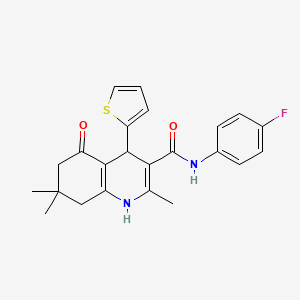 molecular formula C23H23FN2O2S B3939045 N-(4-fluorophenyl)-2,7,7-trimethyl-5-oxo-4-(2-thienyl)-1,4,5,6,7,8-hexahydro-3-quinolinecarboxamide 