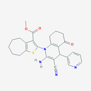 molecular formula C26H26N4O3S B393906 METHYL 2-[2-AMINO-3-CYANO-5-OXO-4-(PYRIDIN-3-YL)-1,4,5,6,7,8-HEXAHYDROQUINOLIN-1-YL]-4H,5H,6H,7H,8H-CYCLOHEPTA[B]THIOPHENE-3-CARBOXYLATE 