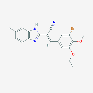 molecular formula C20H18BrN3O2 B393907 3-(3-bromo-5-ethoxy-4-methoxyphenyl)-2-(5-methyl-1H-benzimidazol-2-yl)acrylonitrile 