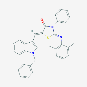 molecular formula C33H27N3OS B393908 5-[(1-benzyl-1H-indol-3-yl)methylene]-2-[(2,6-dimethylphenyl)imino]-3-phenyl-1,3-thiazolidin-4-one 