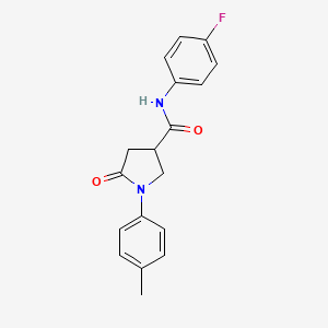 molecular formula C18H17FN2O2 B3939080 N-(4-fluorophenyl)-1-(4-methylphenyl)-5-oxo-3-pyrrolidinecarboxamide 