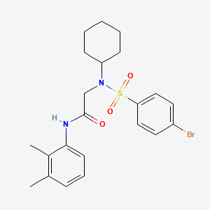 molecular formula C22H27BrN2O3S B3939108 N~2~-[(4-bromophenyl)sulfonyl]-N~2~-cyclohexyl-N~1~-(2,3-dimethylphenyl)glycinamide CAS No. 356094-37-6