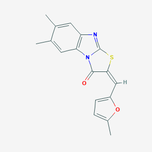 molecular formula C17H14N2O2S B393912 6,7-dimethyl-2-[(5-methyl-2-furyl)methylene][1,3]thiazolo[3,2-a]benzimidazol-3(2H)-one 