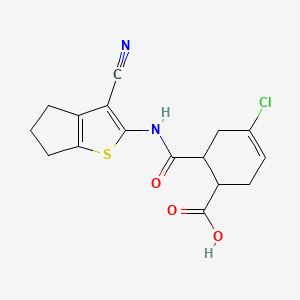 molecular formula C16H15ClN2O3S B3939129 4-chloro-6-{[(3-cyano-5,6-dihydro-4H-cyclopenta[b]thien-2-yl)amino]carbonyl}-3-cyclohexene-1-carboxylic acid 