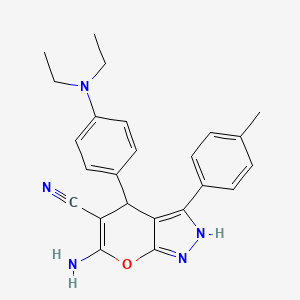 molecular formula C24H25N5O B3939133 6-amino-4-[4-(diethylamino)phenyl]-3-(4-methylphenyl)-1,4-dihydropyrano[2,3-c]pyrazole-5-carbonitrile 