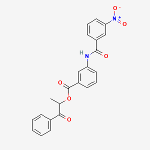 molecular formula C23H18N2O6 B3939139 1-methyl-2-oxo-2-phenylethyl 3-[(3-nitrobenzoyl)amino]benzoate 