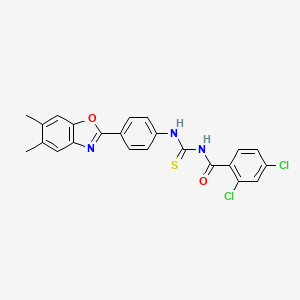 2,4-dichloro-N-({[4-(5,6-dimethyl-1,3-benzoxazol-2-yl)phenyl]amino}carbonothioyl)benzamide
