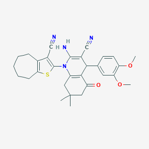 2-[2-amino-3-cyano-4-(3,4-dimethoxyphenyl)-7,7-dimethyl-5-oxo-5,6,7,8-tetrahydro-1(4H)-quinolinyl]-5,6,7,8-tetrahydro-4H-cyclohepta[b]thiophen-3-yl cyanide