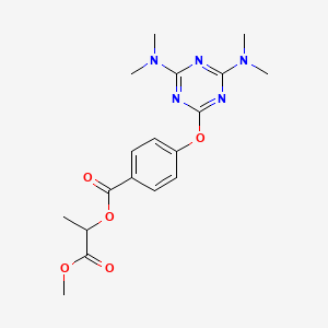 molecular formula C18H23N5O5 B3939178 2-methoxy-1-methyl-2-oxoethyl 4-{[4,6-bis(dimethylamino)-1,3,5-triazin-2-yl]oxy}benzoate 