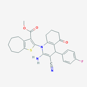 METHYL 2-[2-AMINO-3-CYANO-4-(4-FLUOROPHENYL)-5-OXO-1,4,5,6,7,8-HEXAHYDROQUINOLIN-1-YL]-4H,5H,6H,7H,8H-CYCLOHEPTA[B]THIOPHENE-3-CARBOXYLATE