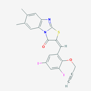 molecular formula C21H14I2N2O2S B393920 2-[3,5-diiodo-2-(2-propynyloxy)benzylidene]-6,7-dimethyl[1,3]thiazolo[3,2-a]benzimidazol-3(2H)-one 