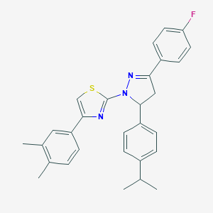molecular formula C29H28FN3S B393921 4-(3,4-dimethylphenyl)-2-[3-(4-fluorophenyl)-5-(4-isopropylphenyl)-4,5-dihydro-1H-pyrazol-1-yl]-1,3-thiazole 