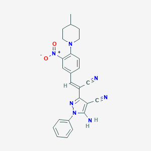 molecular formula C25H23N7O2 B393924 5-amino-3-{(Z)-1-cyano-2-[4-(4-methylpiperidin-1-yl)-3-nitrophenyl]ethenyl}-1-phenyl-1H-pyrazole-4-carbonitrile 