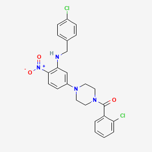 molecular formula C24H22Cl2N4O3 B3939267 5-[4-(2-chlorobenzoyl)-1-piperazinyl]-N-(4-chlorobenzyl)-2-nitroaniline 