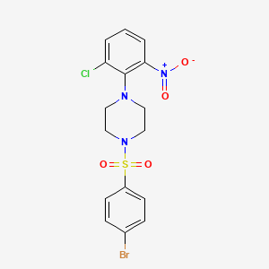 molecular formula C16H15BrClN3O4S B3939278 1-[(4-bromophenyl)sulfonyl]-4-(2-chloro-6-nitrophenyl)piperazine 