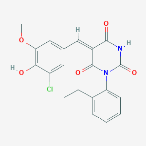molecular formula C20H17ClN2O5 B3939306 5-(3-chloro-4-hydroxy-5-methoxybenzylidene)-1-(2-ethylphenyl)-2,4,6(1H,3H,5H)-pyrimidinetrione 