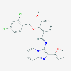 molecular formula C26H19Cl2N3O3 B393932 N-{2-[(2,4-dichlorobenzyl)oxy]-3-methoxybenzylidene}-N-[2-(2-furyl)imidazo[1,2-a]pyridin-3-yl]amine 