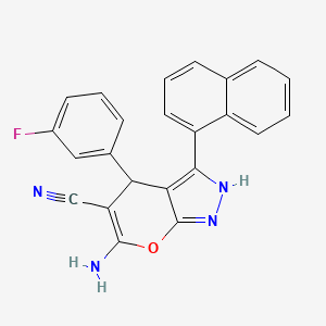 6-amino-4-(3-fluorophenyl)-3-(1-naphthyl)-1,4-dihydropyrano[2,3-c]pyrazole-5-carbonitrile