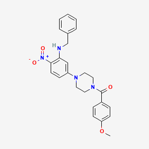 molecular formula C25H26N4O4 B3939343 N-benzyl-5-[4-(4-methoxybenzoyl)-1-piperazinyl]-2-nitroaniline 