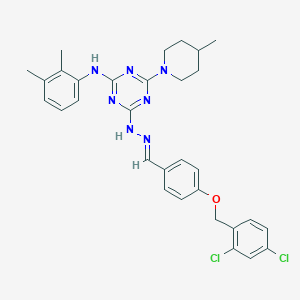 molecular formula C31H33Cl2N7O B393935 4-[(2,4-Dichlorobenzyl)oxy]benzaldehyde [4-(2,3-dimethylanilino)-6-(4-methyl-1-piperidinyl)-1,3,5-triazin-2-yl]hydrazone 