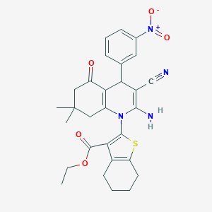 ethyl 2-(2-amino-3-cyano-4-{3-nitrophenyl}-7,7-dimethyl-5-oxo-5,6,7,8-tetrahydro-1(4H)-quinolinyl)-4,5,6,7-tetrahydro-1-benzothiophene-3-carboxylate