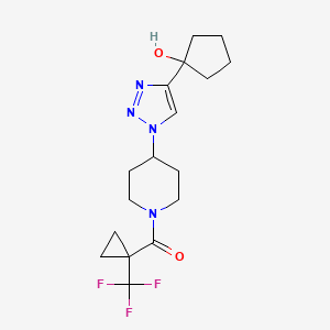 molecular formula C17H23F3N4O2 B3939372 1-[1-(1-{[1-(trifluoromethyl)cyclopropyl]carbonyl}piperidin-4-yl)-1H-1,2,3-triazol-4-yl]cyclopentanol 