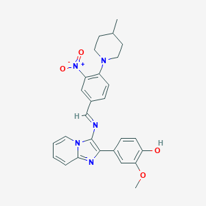 4-(3-{[3-Nitro-4-(4-methyl-1-piperidinyl)benzylidene]amino}imidazo[1,2-a]pyridin-2-yl)-2-methoxyphenol