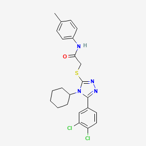molecular formula C23H24Cl2N4OS B3939437 2-{[4-cyclohexyl-5-(3,4-dichlorophenyl)-4H-1,2,4-triazol-3-yl]thio}-N-(4-methylphenyl)acetamide 
