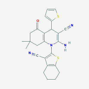 2-Amino-1-(3-cyano-4,5,6,7-tetrahydro-1-benzothiophen-2-yl)-7,7-dimethyl-5-oxo-4-(2-thienyl)-1,4,5,6,7,8-hexahydro-3-quinolinecarbonitrile