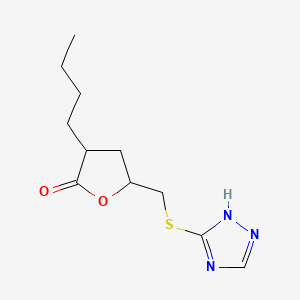 molecular formula C11H17N3O2S B3939491 3-butyl-5-[(4H-1,2,4-triazol-3-ylthio)methyl]dihydro-2(3H)-furanone 